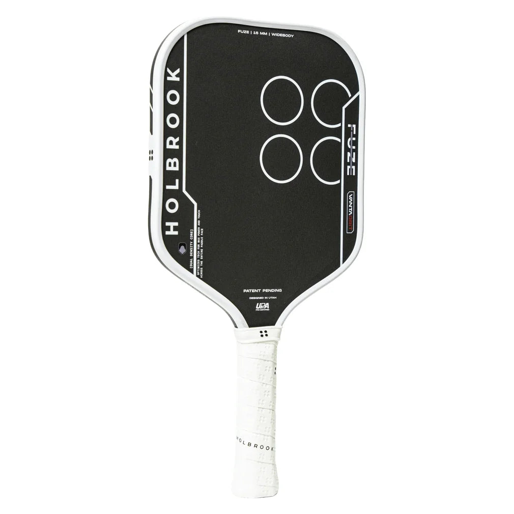 Fuze VantaGrit Widebody 16mm Pickleball Paddle Black and White, Holbrook, Pickleball Express, FUZE-V-W-16-2