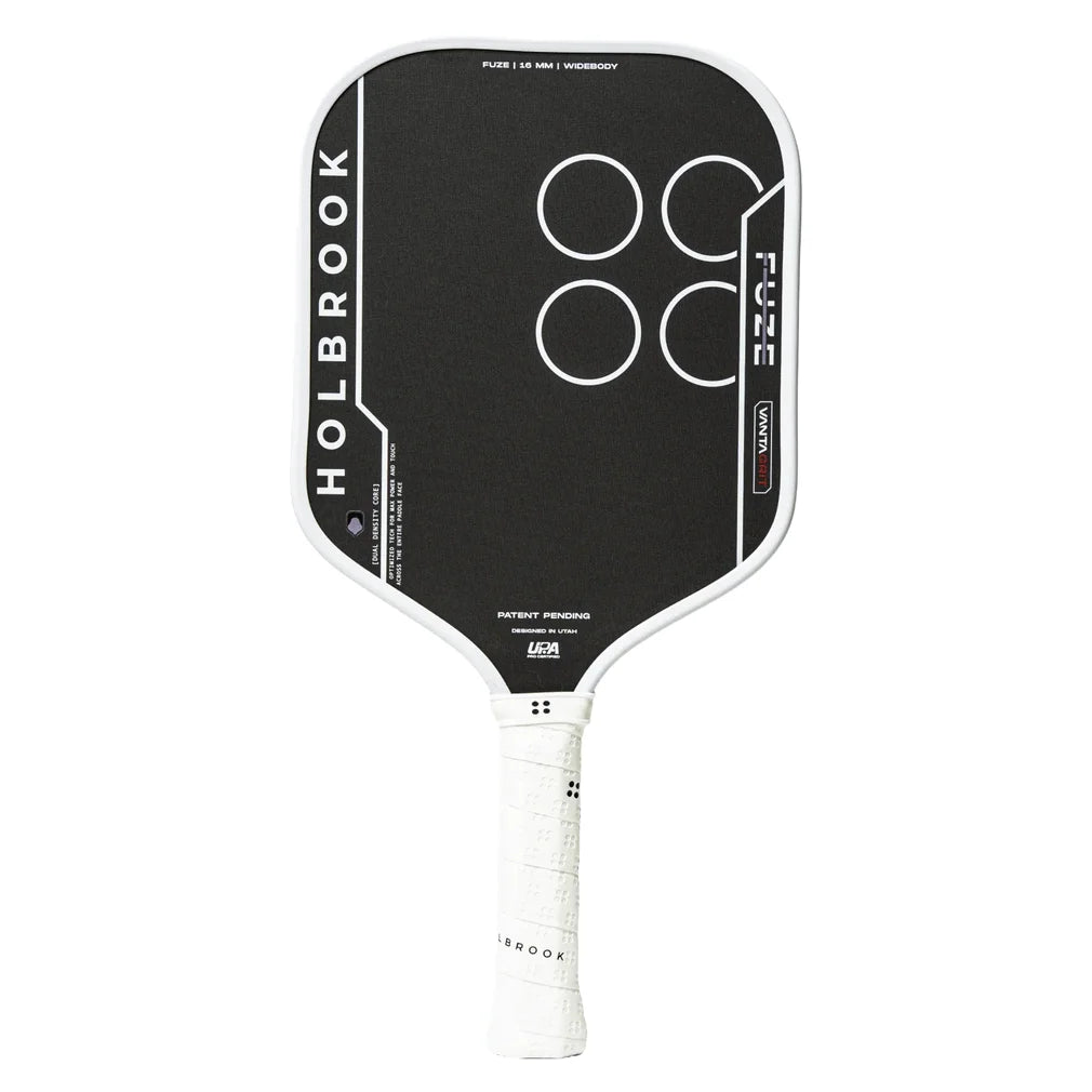 Fuze VantaGrit Widebody 16mm Pickleball Paddle Black and White, Holbrook, Black/White, Pickleball Express, FUZE-V-W-16-BLACK-WHITE-1