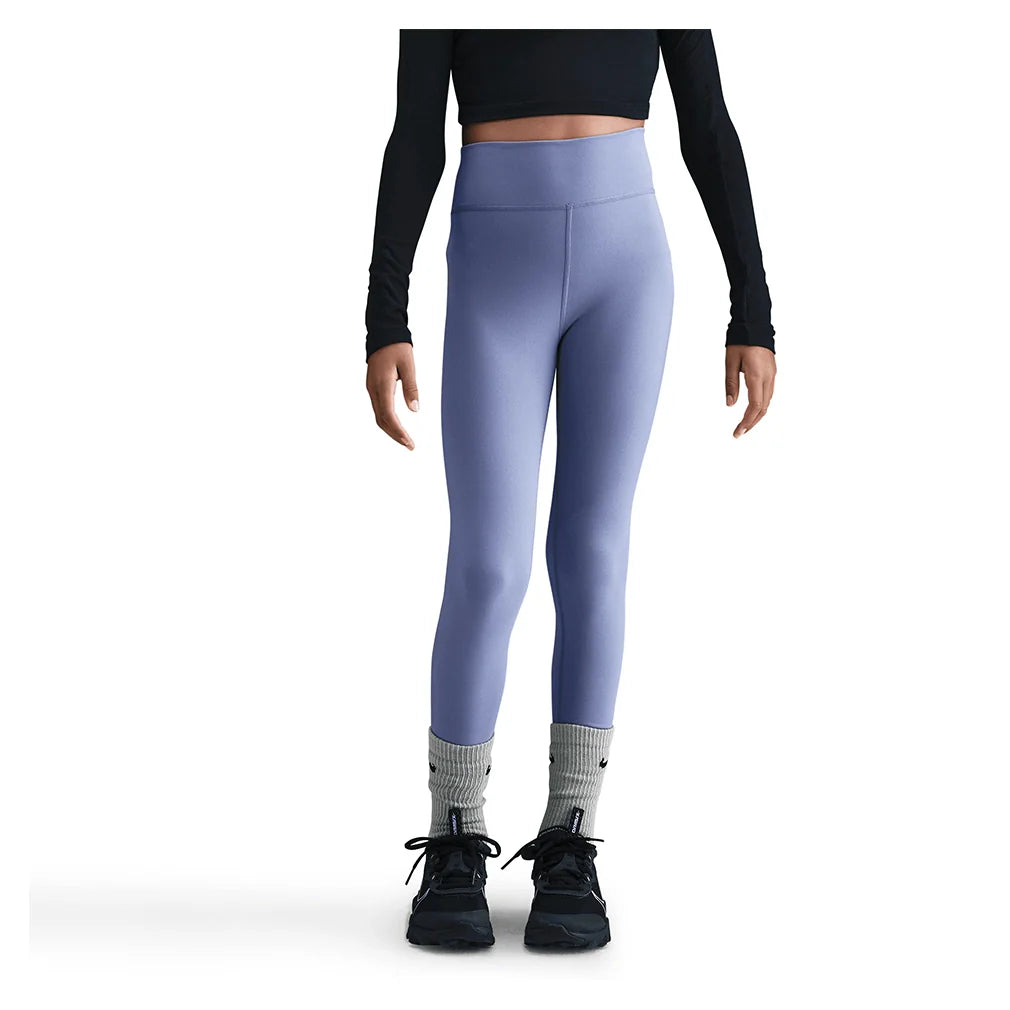 Girls' One Dri-FIT High-Waisted Training Leggings World Indigo and White