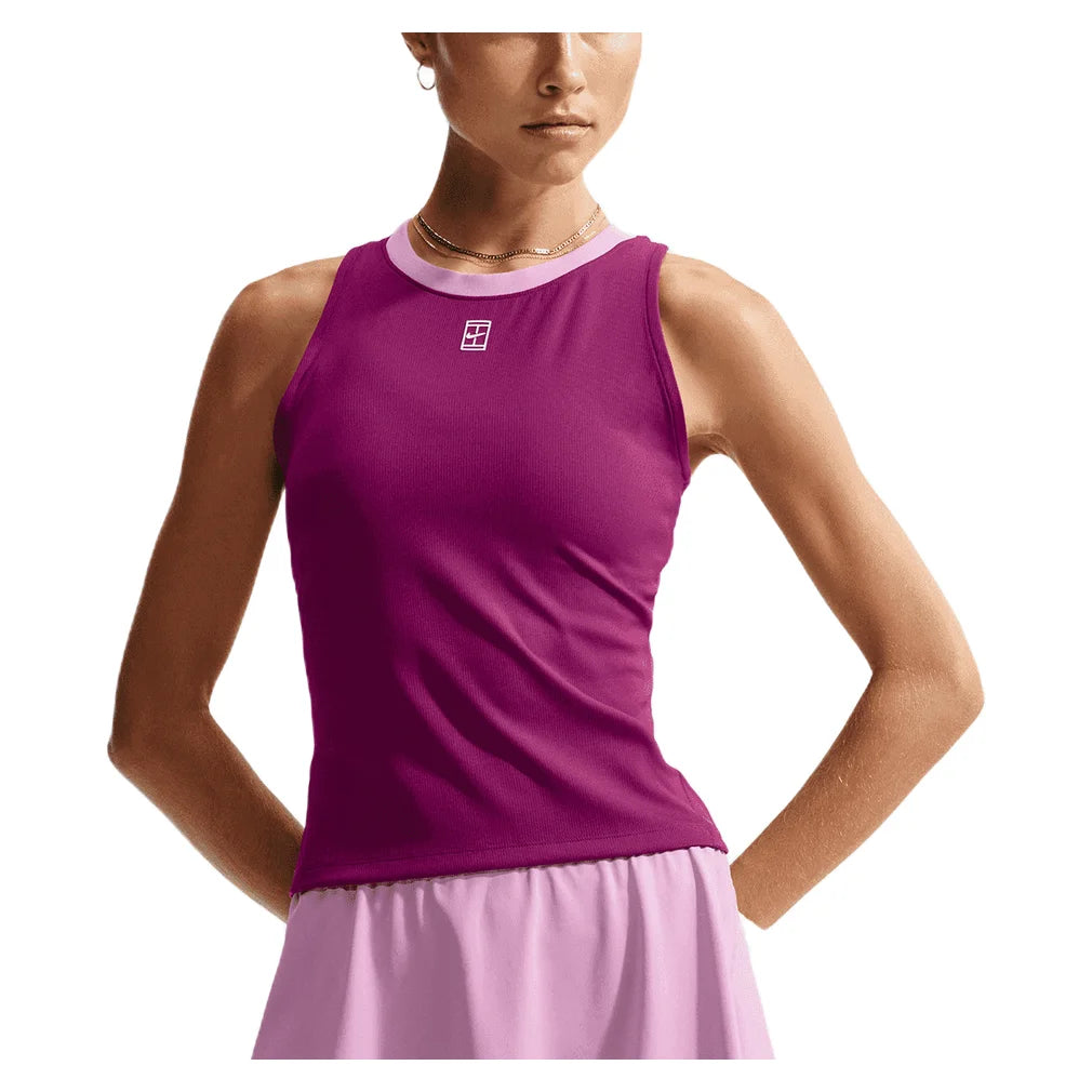 Women's Court Dri-FIT Advantage Tank, Nike, 630 True Berry/White, Pickleball Express, FZ6657-H26-630-TRUE-BERRY-WHITE-1