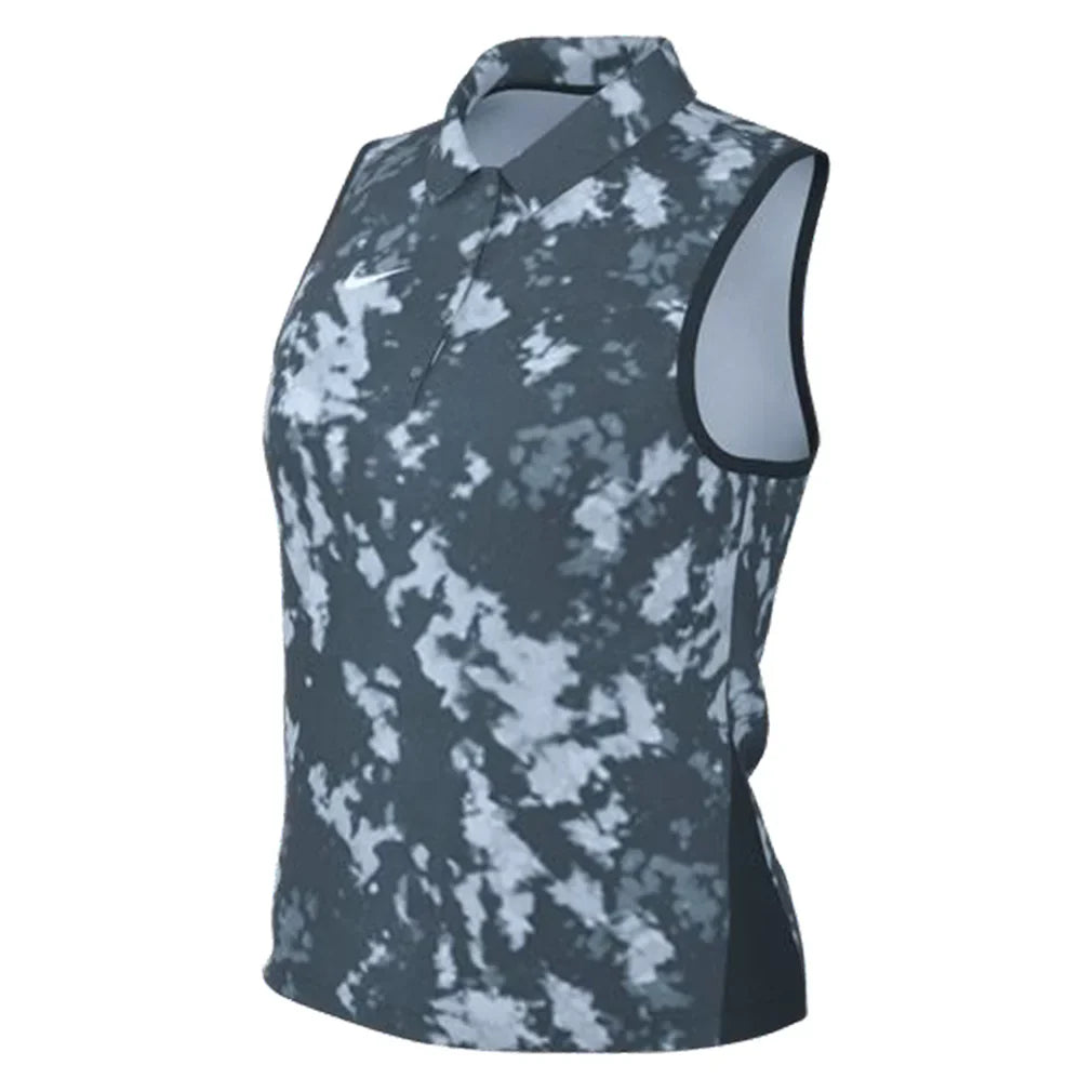 Women's Dri-FIT Victory Sleeveless Print Polo Armory Navy and White