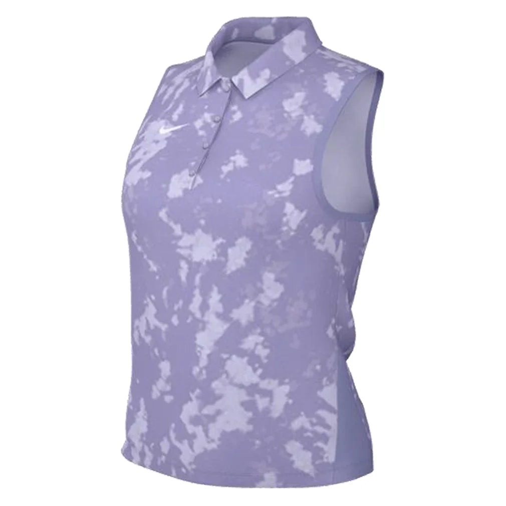 Women's Dri-FIT Victory Sleeveless Print Polo Lilac Ice and White