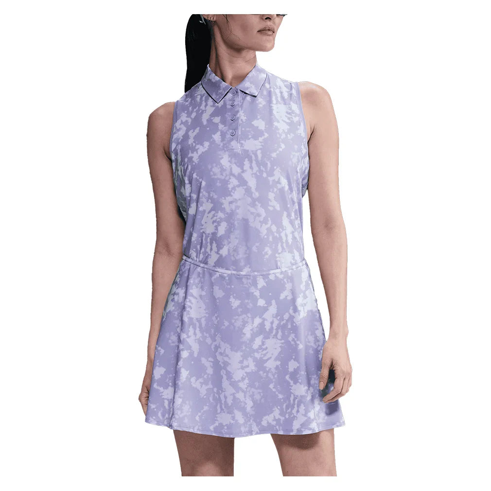 Women's Dri-FIT Victory Sleeveless Print Polo Lilac Ice and White