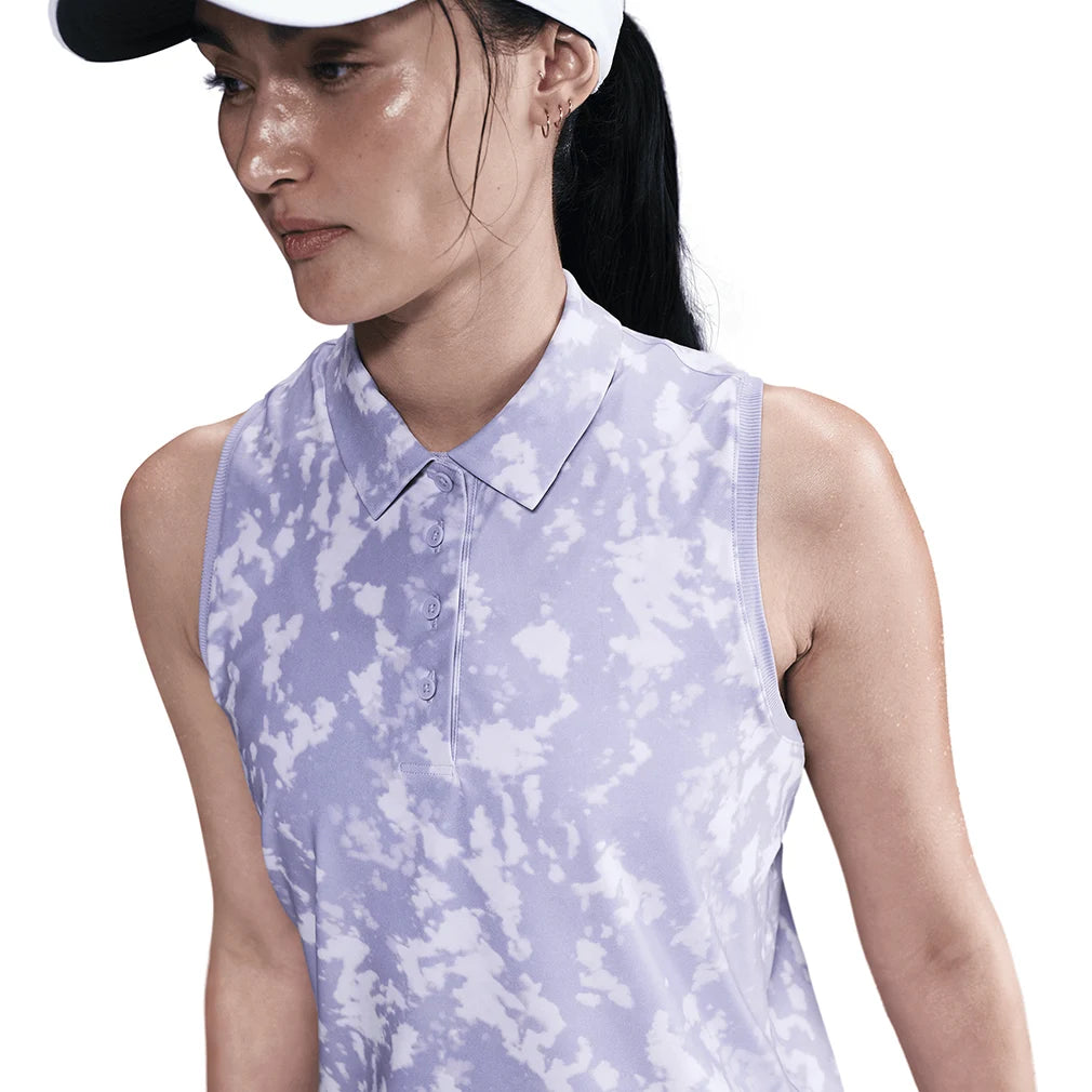 Women's Dri-FIT Victory Sleeveless Print Polo Lilac Ice and White