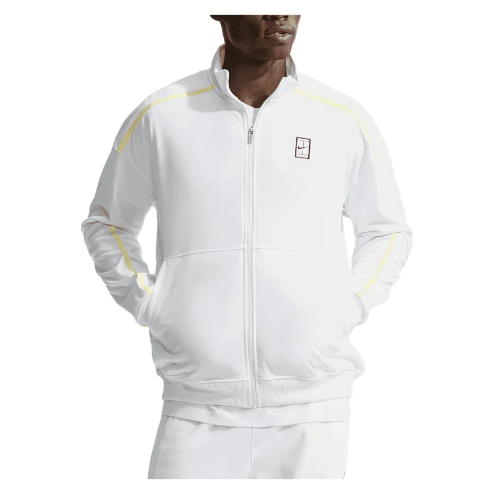 Men's Court Heritage Jacket, Nike, 102 White/Luminous Green, Pickleball Express, FZ6925-H26-102-WHITE-LUMINOUS-GREEN-1