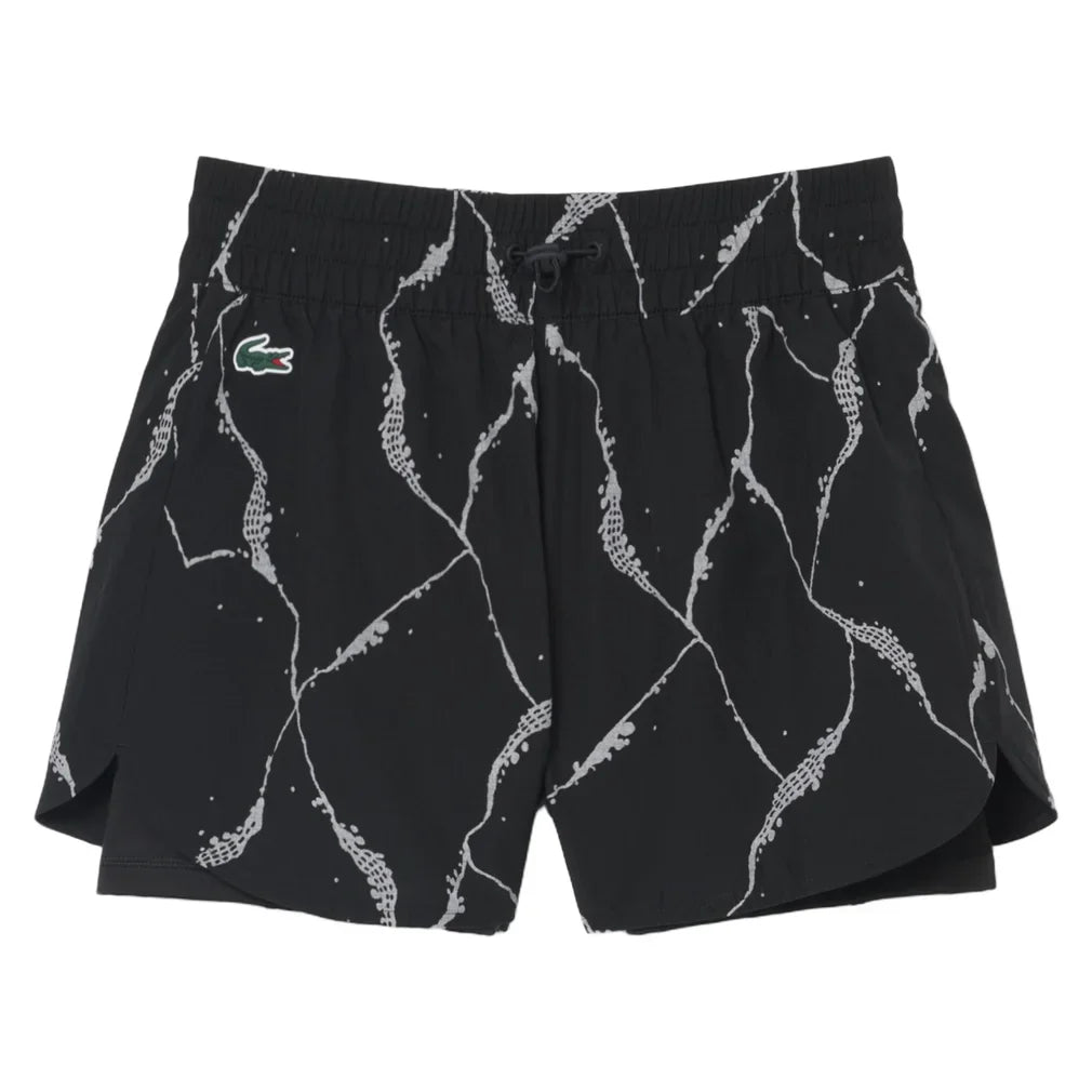 Women's Players Tennis Short Black, Lacoste, Black, Tennis Express, GF6845-C31F26-BLACK-1
