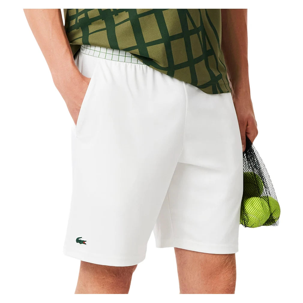 Men`s Players Team Leader On Court Players Mesh 8 Inch Short White