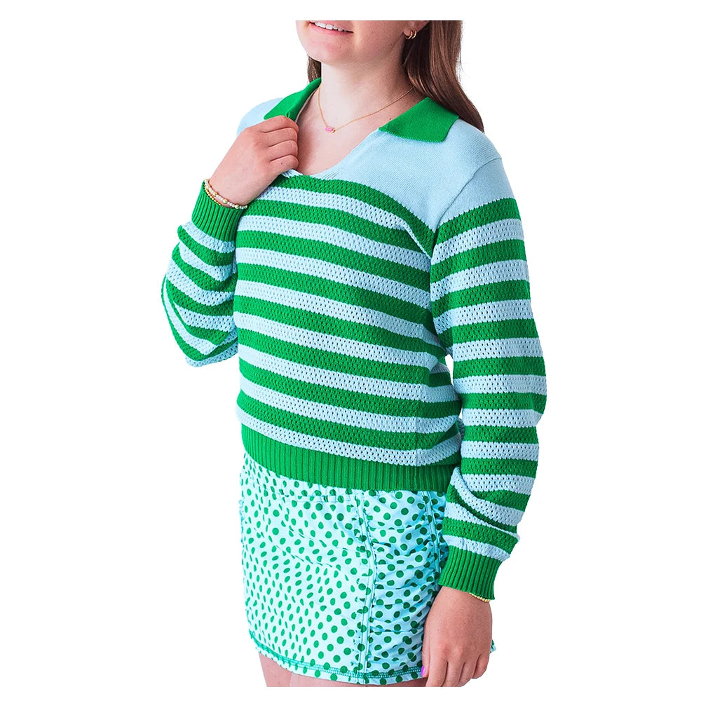 Women's Haley Sweater Green and Light Blue
