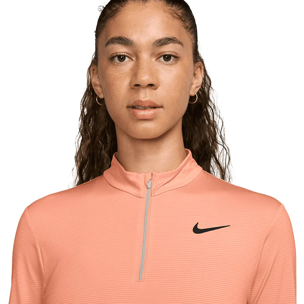 Women's Dri-Fit Victory 1/2 Zip Long Sleeve Top Apricot Agate and White