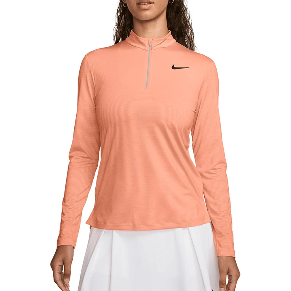 Women's Dri-Fit Victory 1/2 Zip Long Sleeve Top Apricot Agate and White