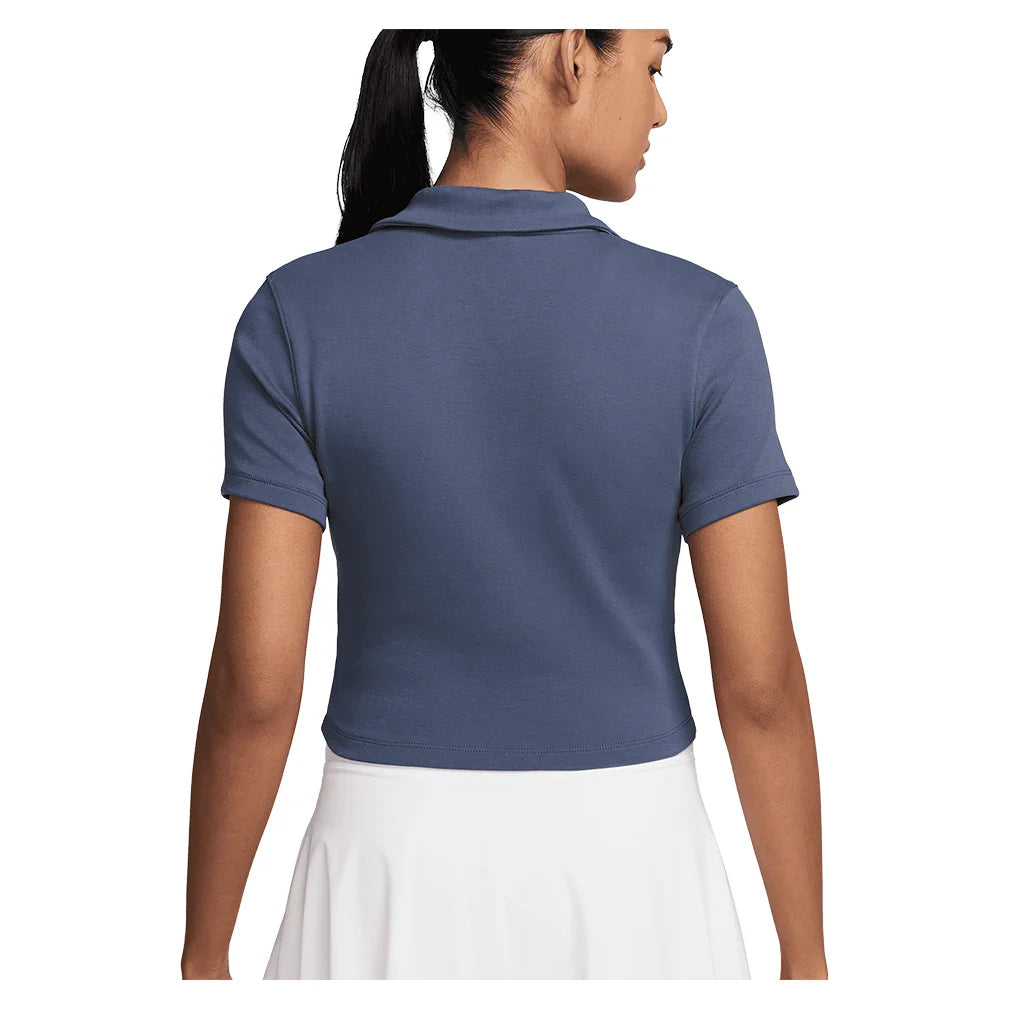 Women's Court Heritage Short-Sleeve Cropped Polo Diffused Blue