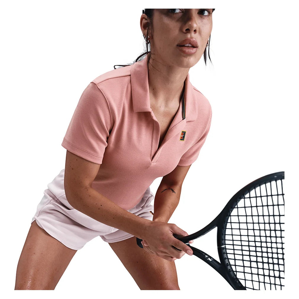 Women's Court Heritage Short-Sleeve Cropped Polo Red Stardust