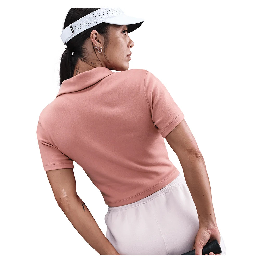 Women's Court Heritage Short-Sleeve Cropped Polo Red Stardust
