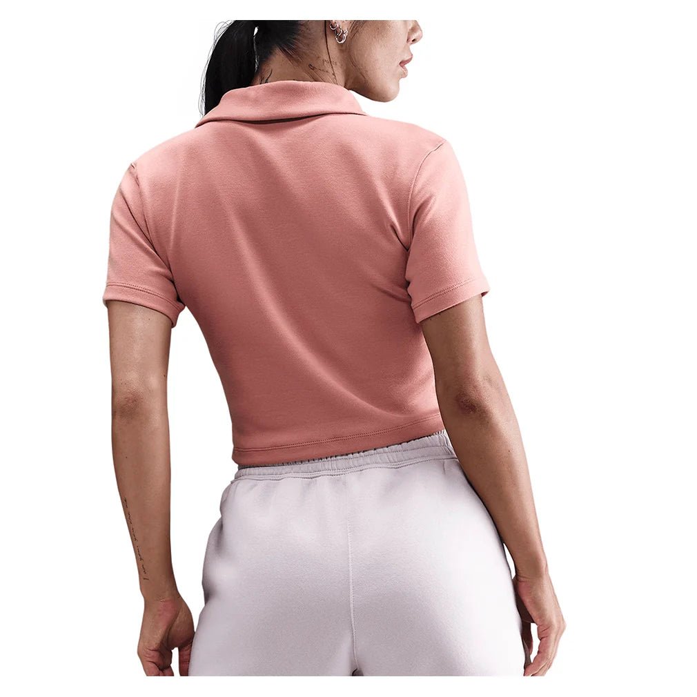 Women's Court Heritage Short-Sleeve Cropped Polo Red Stardust