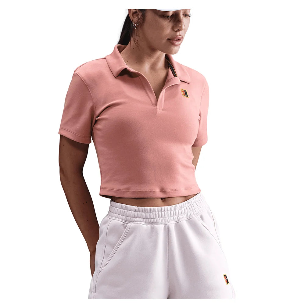 Women's Court Heritage Short-Sleeve Cropped Polo Red Stardust
