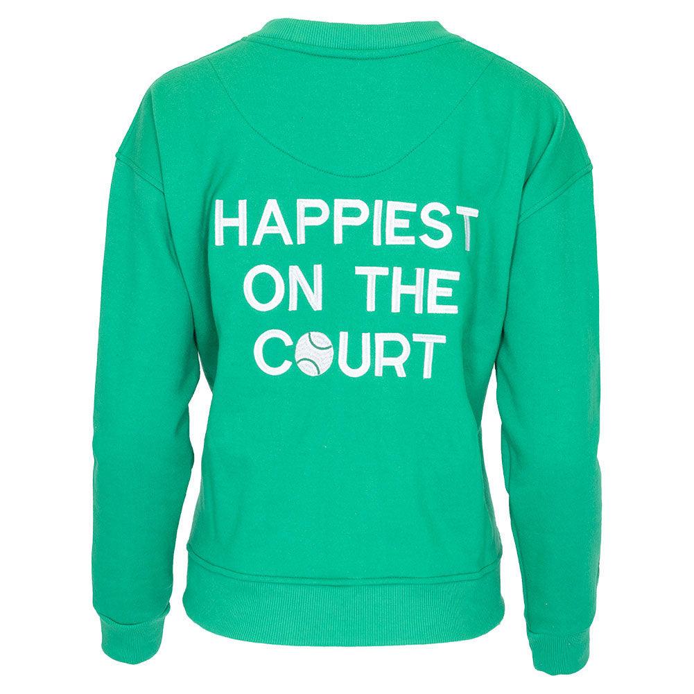 Women's Happiest On The Court Sweatshirt Green and White