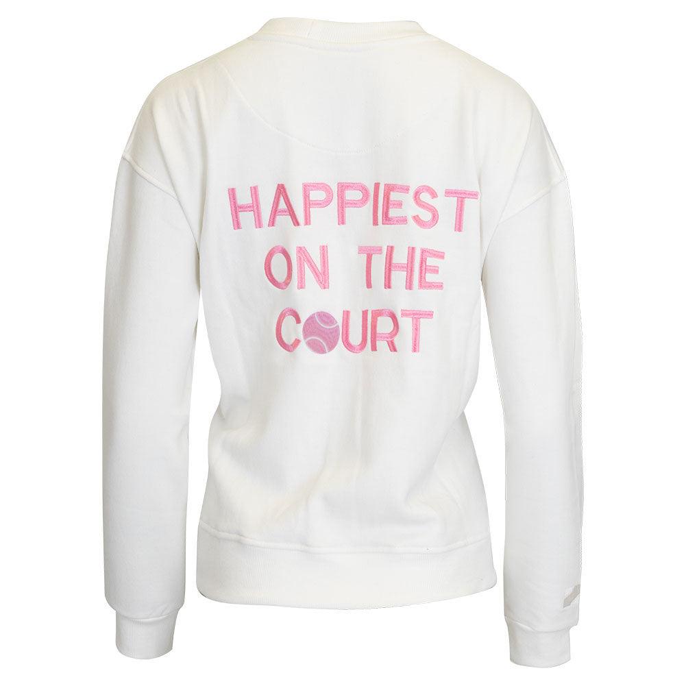 Women's Happiest On The Court Sweatshirt White and Pink