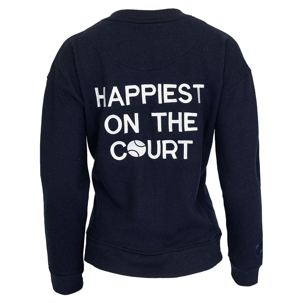 Women's Happiest On The Court Sweatshirt Navy and White