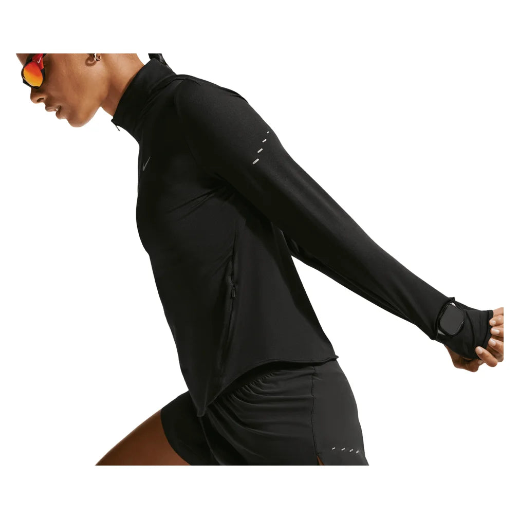 Women's Swift Dri-FIT UV 1/4-Zip Running Top Black and Reflective Silver, Nike, Pickleball Express, HQ0499-010H26-4