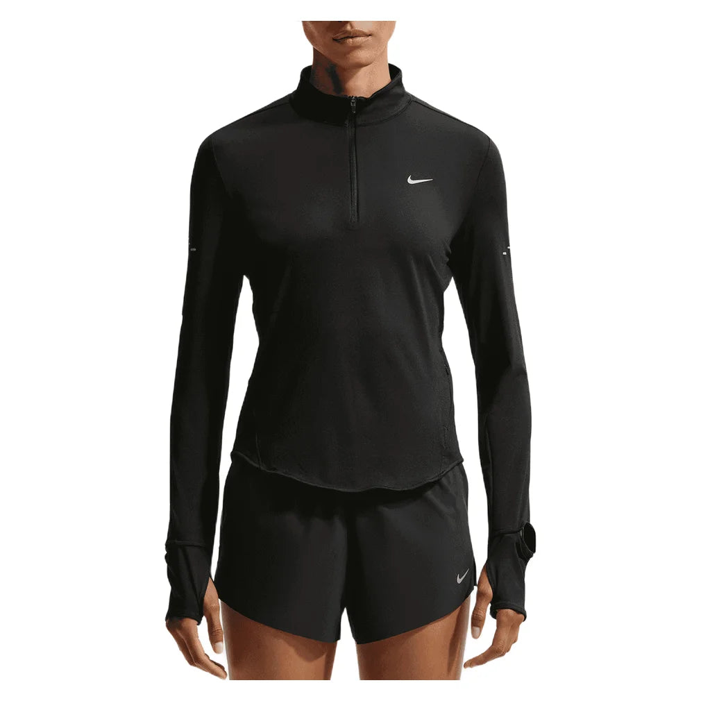 Women's Swift Dri-FIT UV 1/4-Zip Running Top Black and Reflective Silver, Nike, Black/Reflective Silver, Pickleball Express, HQ0499-010H26-BLACK-REFLECTIVE-SILVER-1
