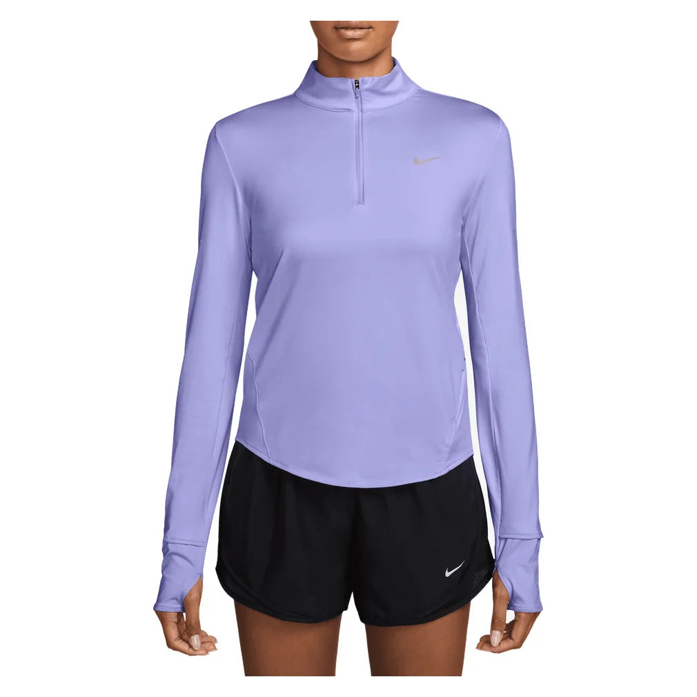 Women's Swift Dri-FIT UV 1/4-Zip Running Top, Nike, 580 Purple Pulse/Reflective Silver, Pickleball Express, HQ0499-H26-580-PURPLE-PULSE-REFLECTIVE-SILVER-1