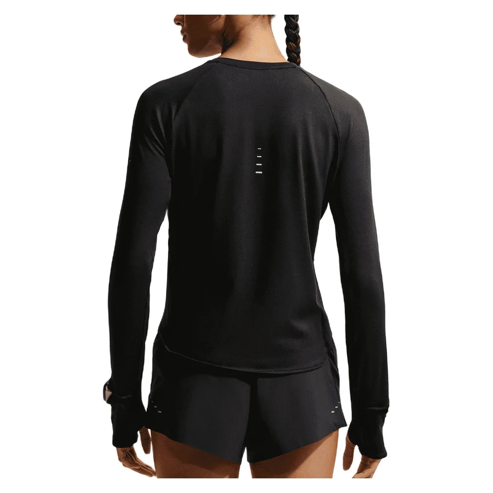 Women's Swift Dri-FIT UV Long-Sleeve Crew-Neck Running Top Black and Reflective Silver, Nike, Pickleball Express, HQ0503-010H26-2