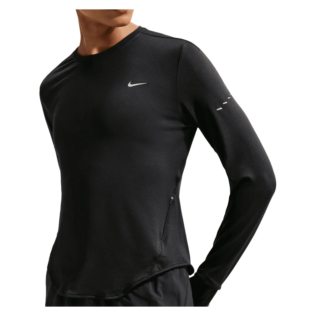 Women's Swift Dri-FIT UV Long-Sleeve Crew-Neck Running Top Black and Reflective Silver, Nike, Pickleball Express, HQ0503-010H26-3