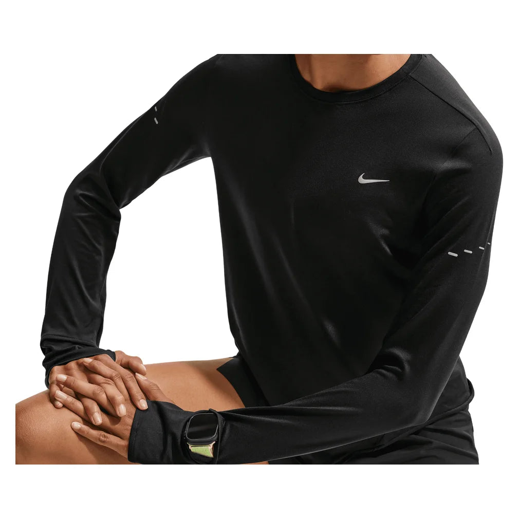 Women's Swift Dri-FIT UV Long-Sleeve Crew-Neck Running Top Black and Reflective Silver, Nike, Pickleball Express, HQ0503-010H26-5