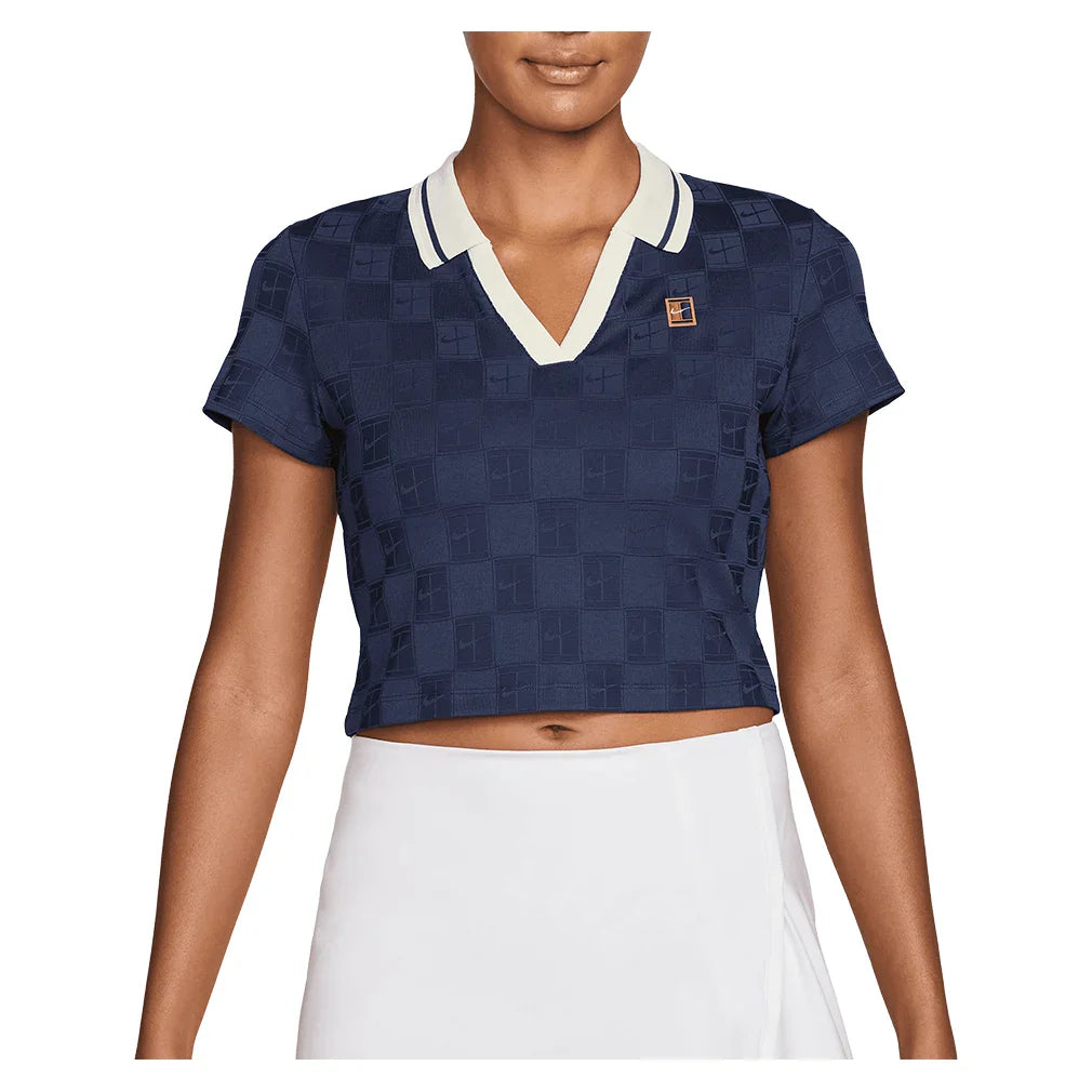 Women's Dri-FIT Court Collection Cropped Polo Midnight Navy and Sail