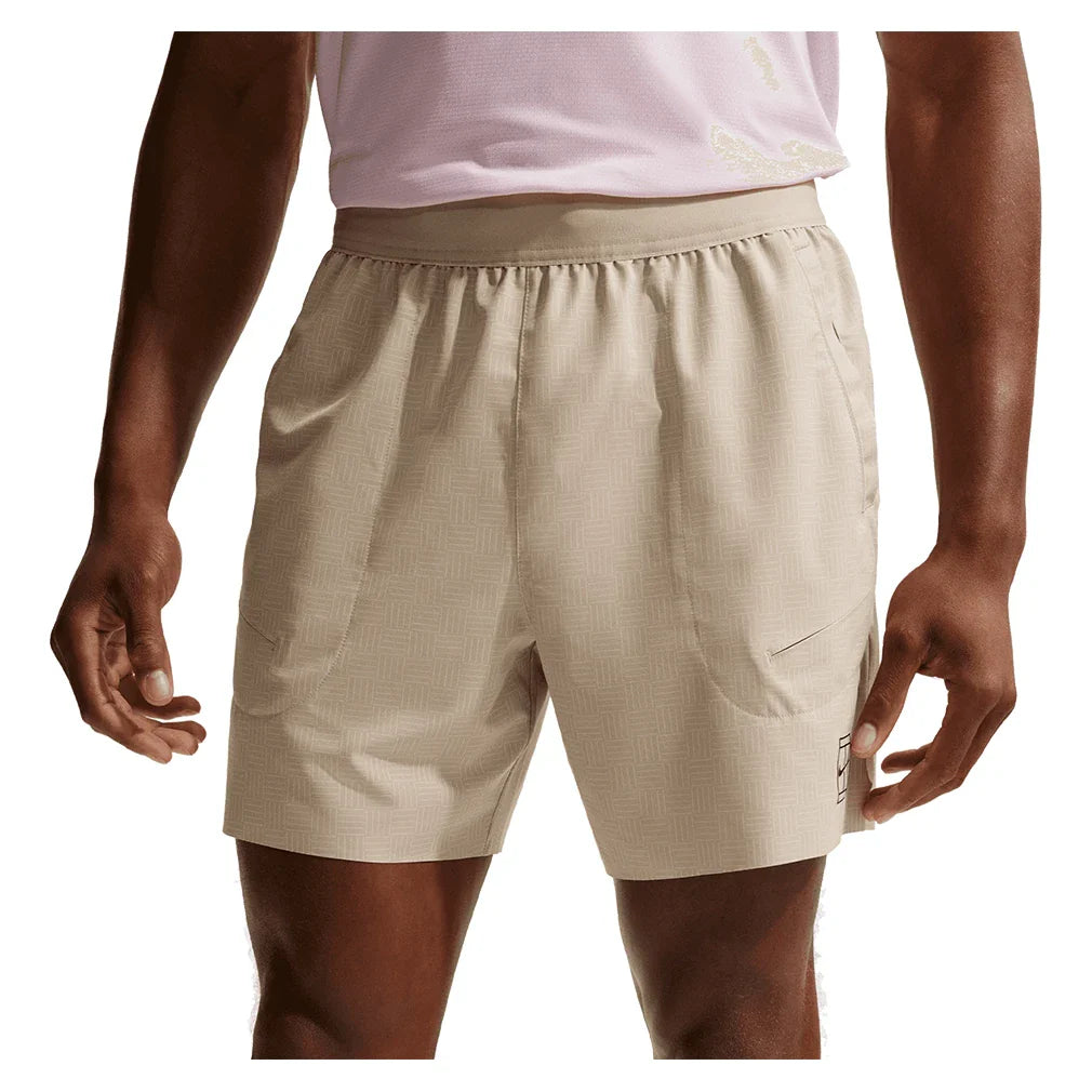 Men's Court Dri-FIT Advantage Print 6 Inch Short Desert Khaki and Black