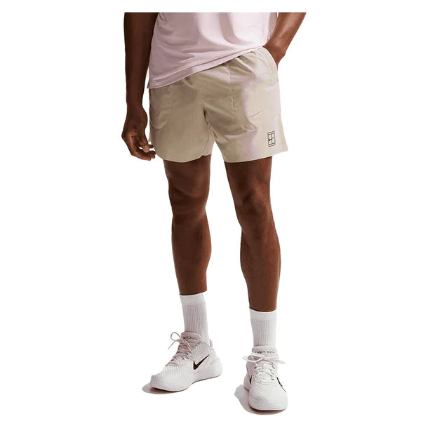 Men's Court Dri-FIT Advantage Print 6 Inch Short Desert Khaki and Black