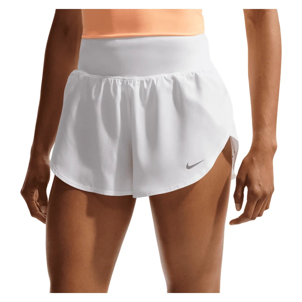 Women's Dri-FIT Tempo Flow Mid-Rise Running Shorts, Nike, 100 White, Pickleball Express, IB7849-BH26-100-WHITE-1