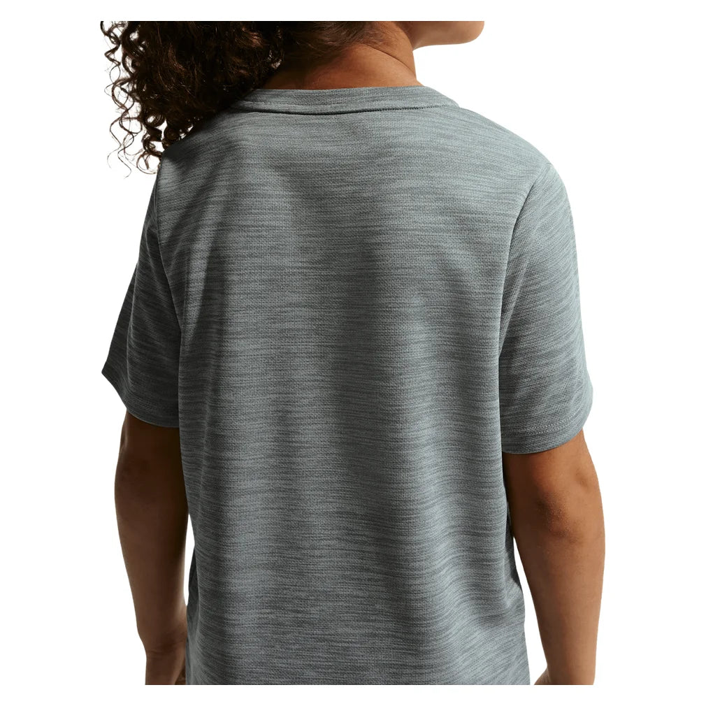 Boys' Dri-FIT Miler Short Sleeve Training Top Smoke Grey and Heather, Nike, Pickleball Express, IF2425-084H26-1