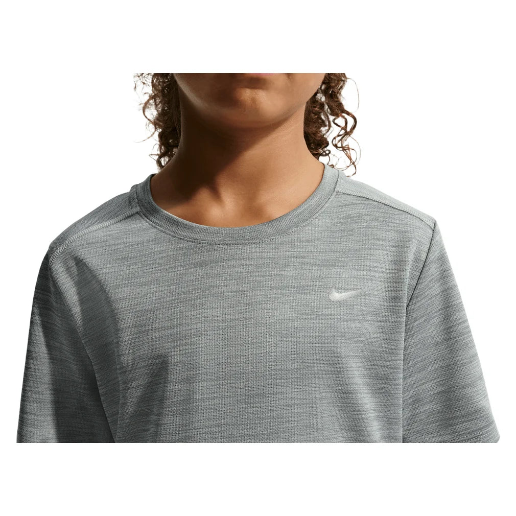Boys' Dri-FIT Miler Short Sleeve Training Top Smoke Grey and Heather, Nike, Pickleball Express, IF2425-084H26-4
