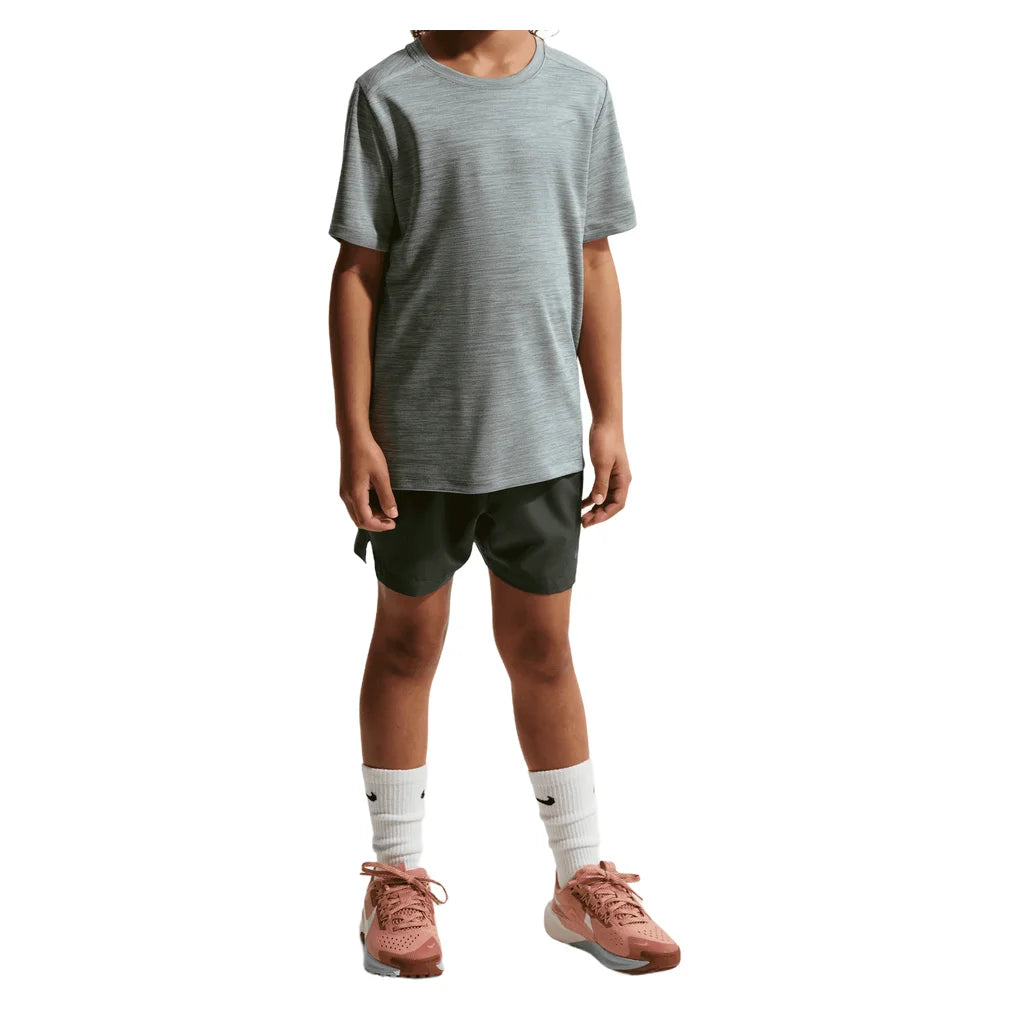 Boys' Dri-FIT Miler Short Sleeve Training Top Smoke Grey and Heather, Nike, Pickleball Express, IF2425-084H26-6