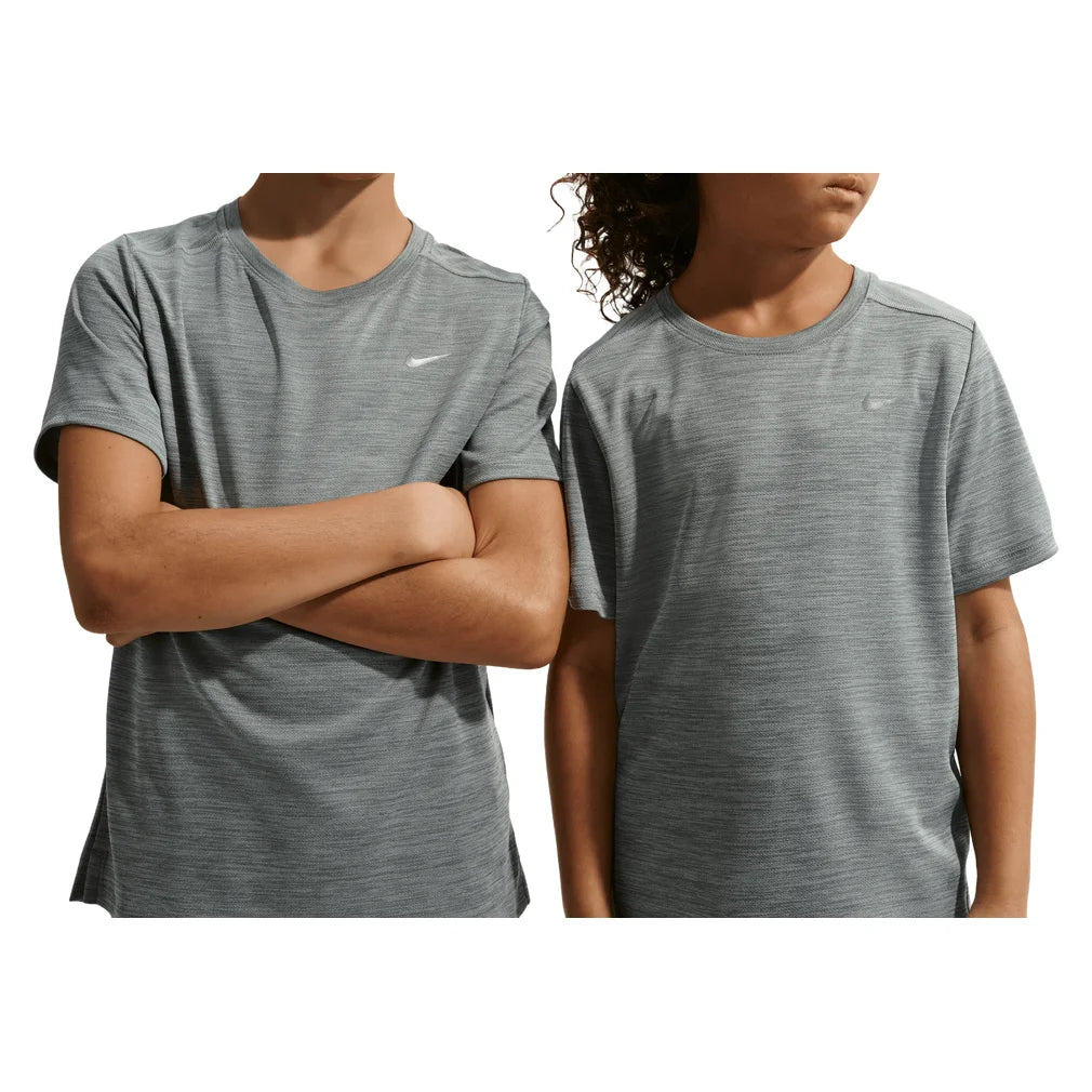 Boys' Dri-FIT Miler Short Sleeve Training Top Smoke Grey and Heather, Nike, Pickleball Express, IF2425-084H26-7