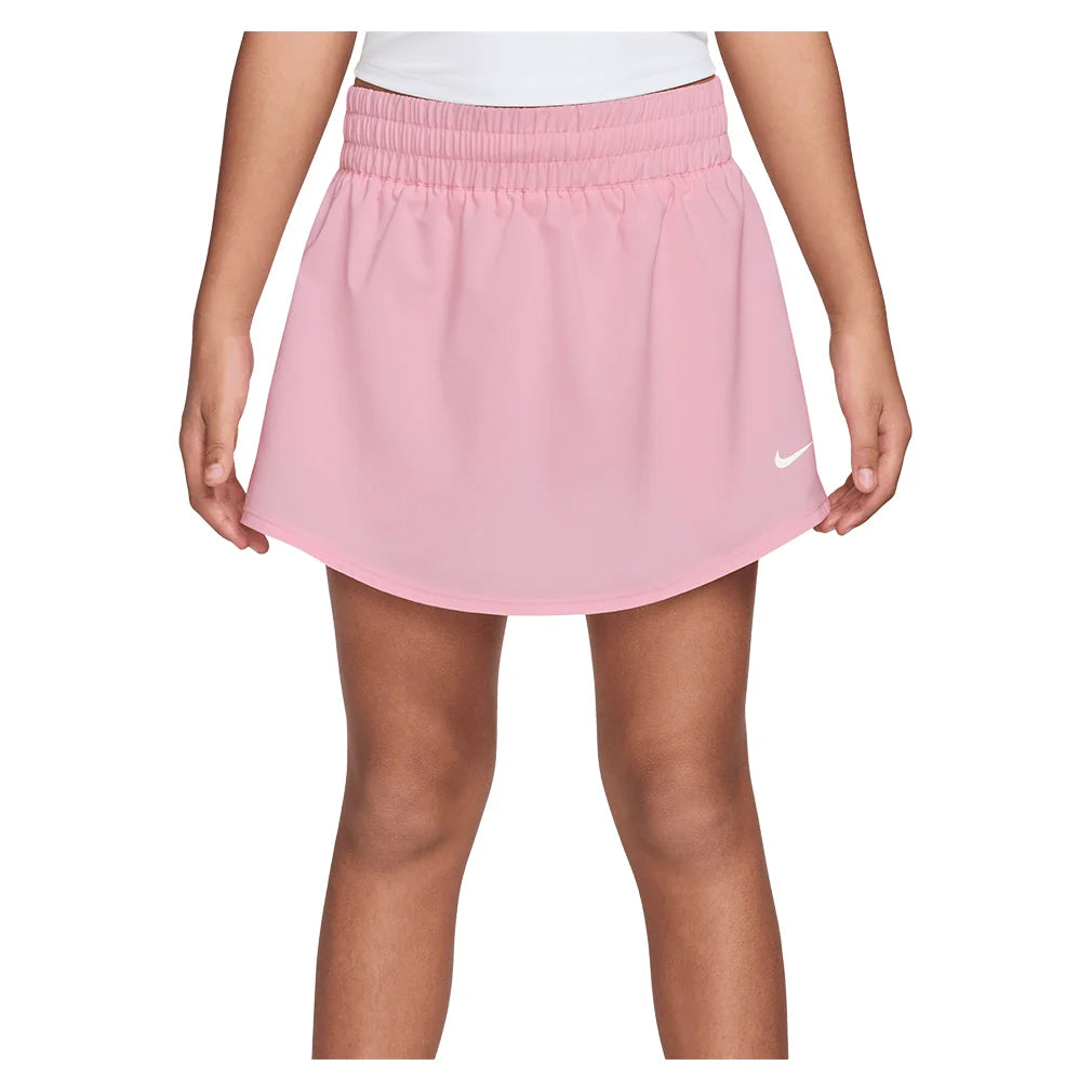 Girls' One Dri-FIT High-Waisted Training Skort Med Soft Pink and White