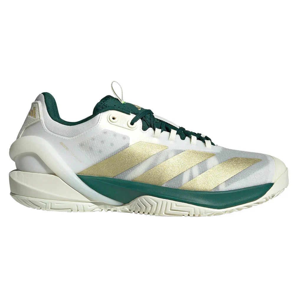 Men's Adizero Cybersonic 2 Court Shoes Core White and Gold Metallic