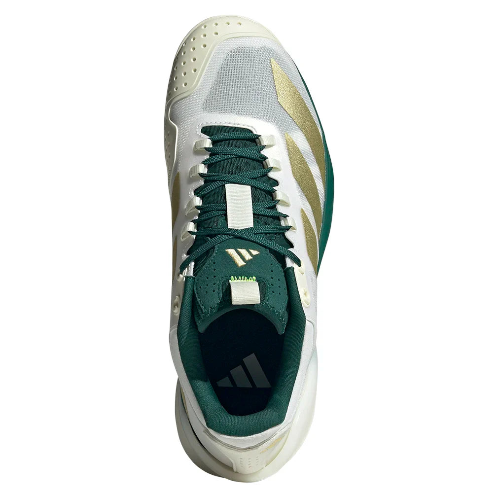 Men's Adizero Cybersonic 2 Court Shoes Core White and Gold Metallic