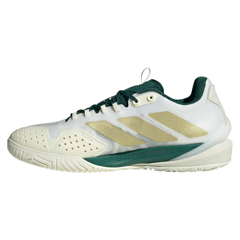 Men's Adizero Cybersonic 2 Court Shoes Core White and Gold Metallic