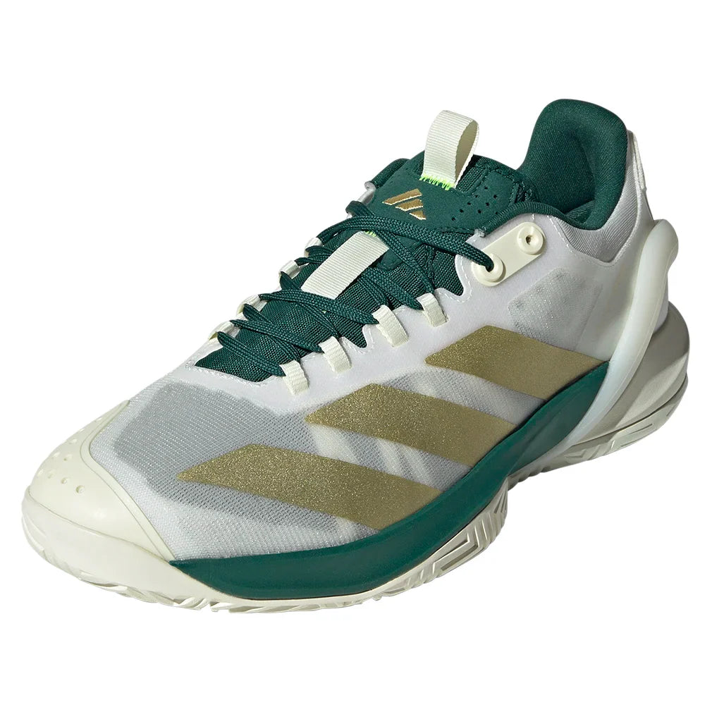 Men's Adizero Cybersonic 2 Court Shoes Core White and Gold Metallic