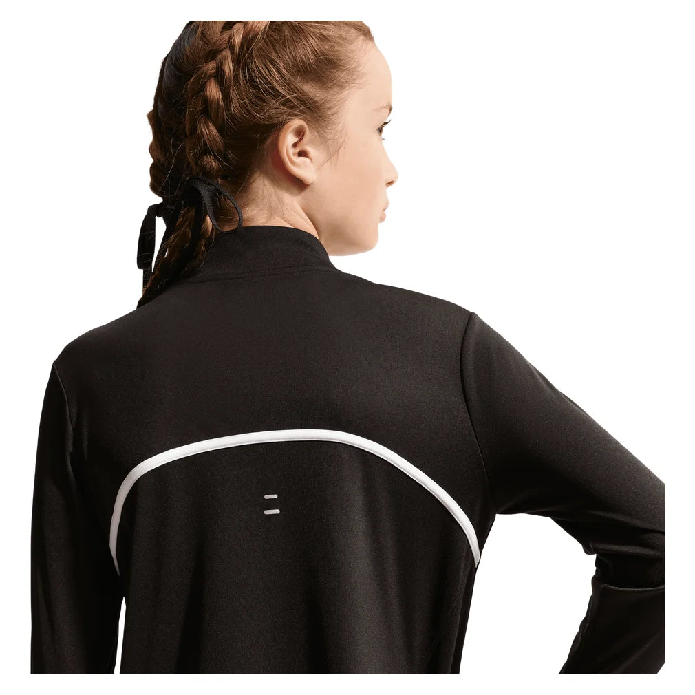 Girls' Dri-FIT Tempo Long-Sleeve Half-Zip Training Top Black and White, Nike, Pickleball Express, IM3661-010BH26-2