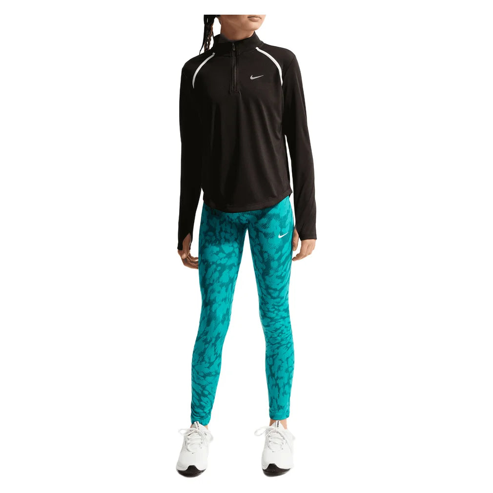 Girls' Dri-FIT Tempo Long-Sleeve Half-Zip Training Top Black and White, Nike, Pickleball Express, IM3661-010BH26-3
