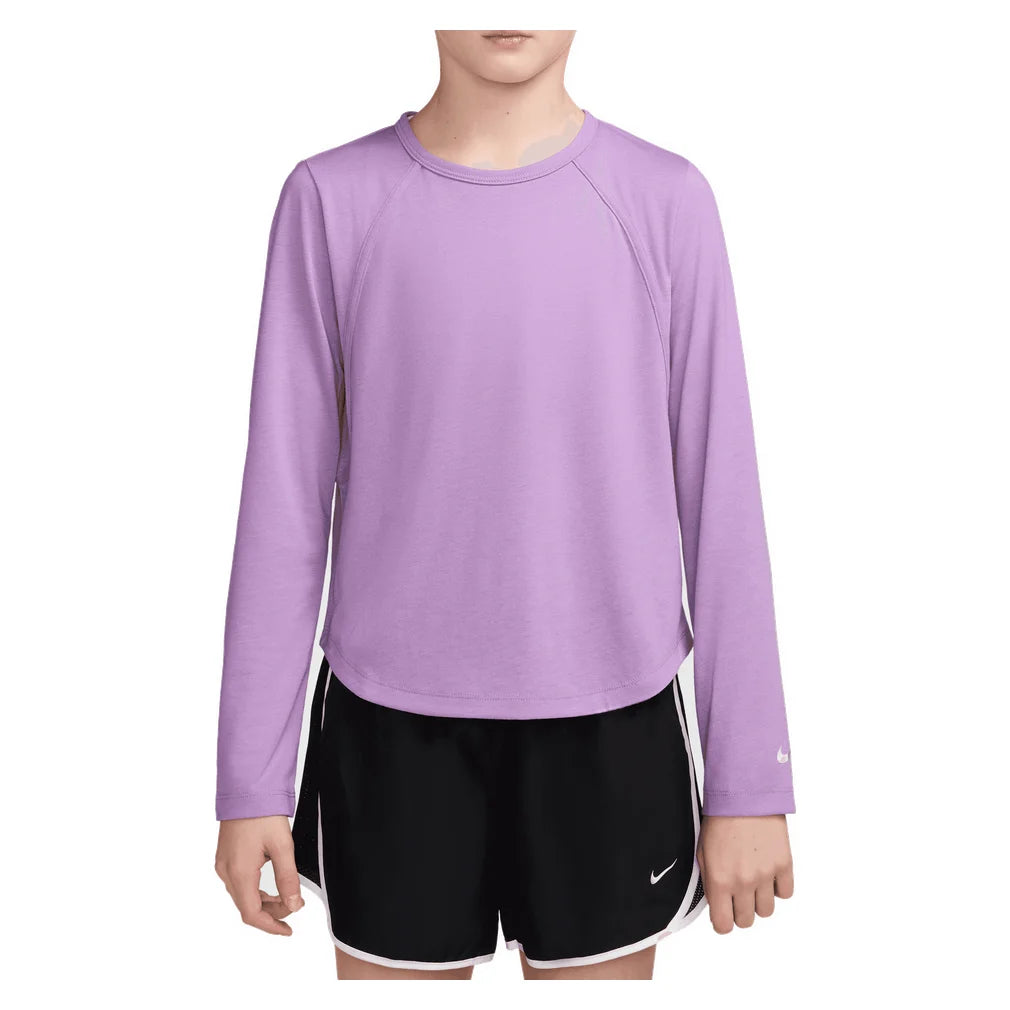 Girls' Dri-FIT Tempo Long-Sleeve Running Top Violet Star, Nike, Violet Star, Pickleball Express, IM3662-589H26-VIOLET-STAR-1