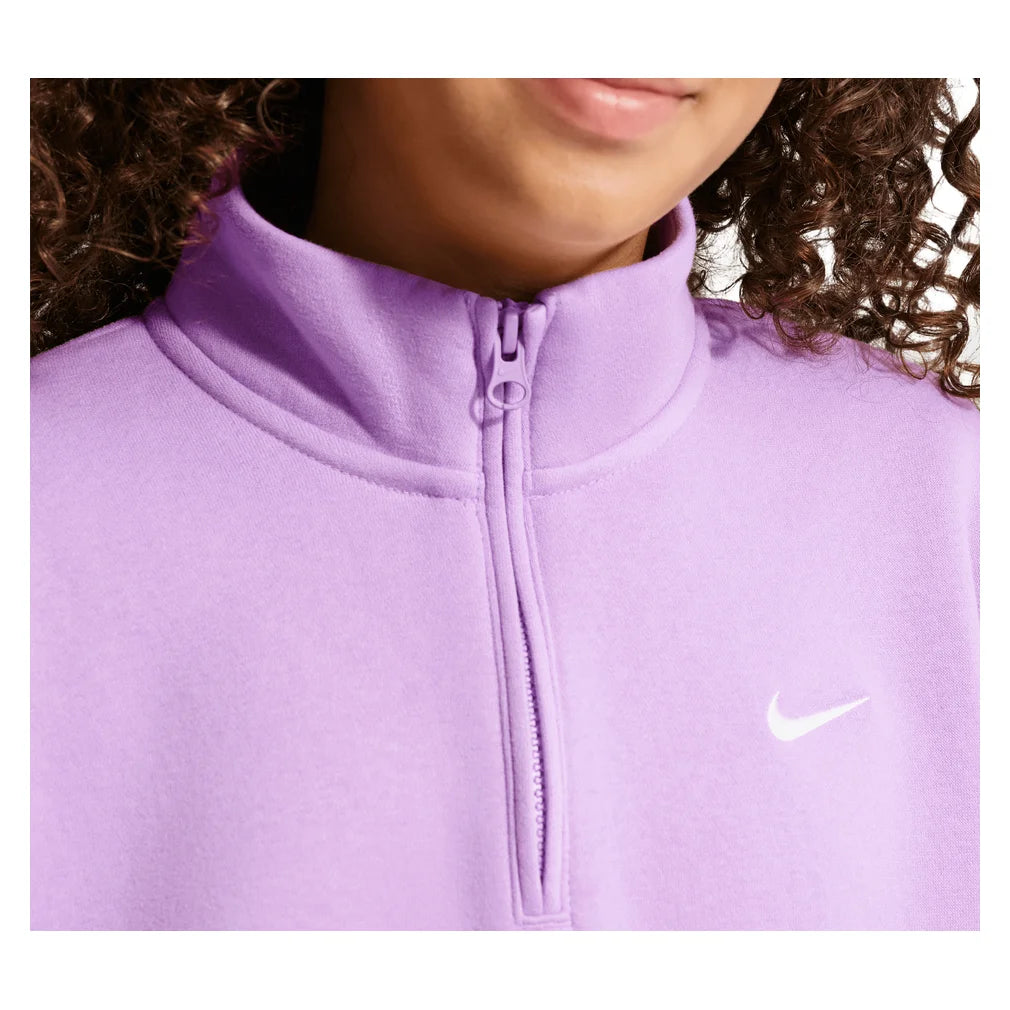 Girls' Sportswear Studio Fleece Oversized 1/4-Zip Top Violet Star and White, Nike, Pickleball Express, IM4948-589H26-3