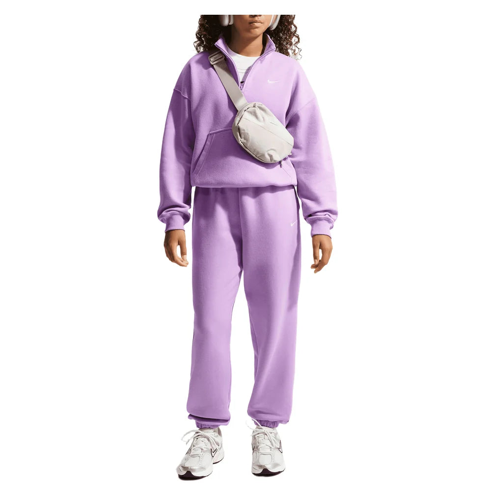 Girls' Sportswear Studio Fleece Oversized 1/4-Zip Top Violet Star and White, Nike, Pickleball Express, IM4948-589H26-4