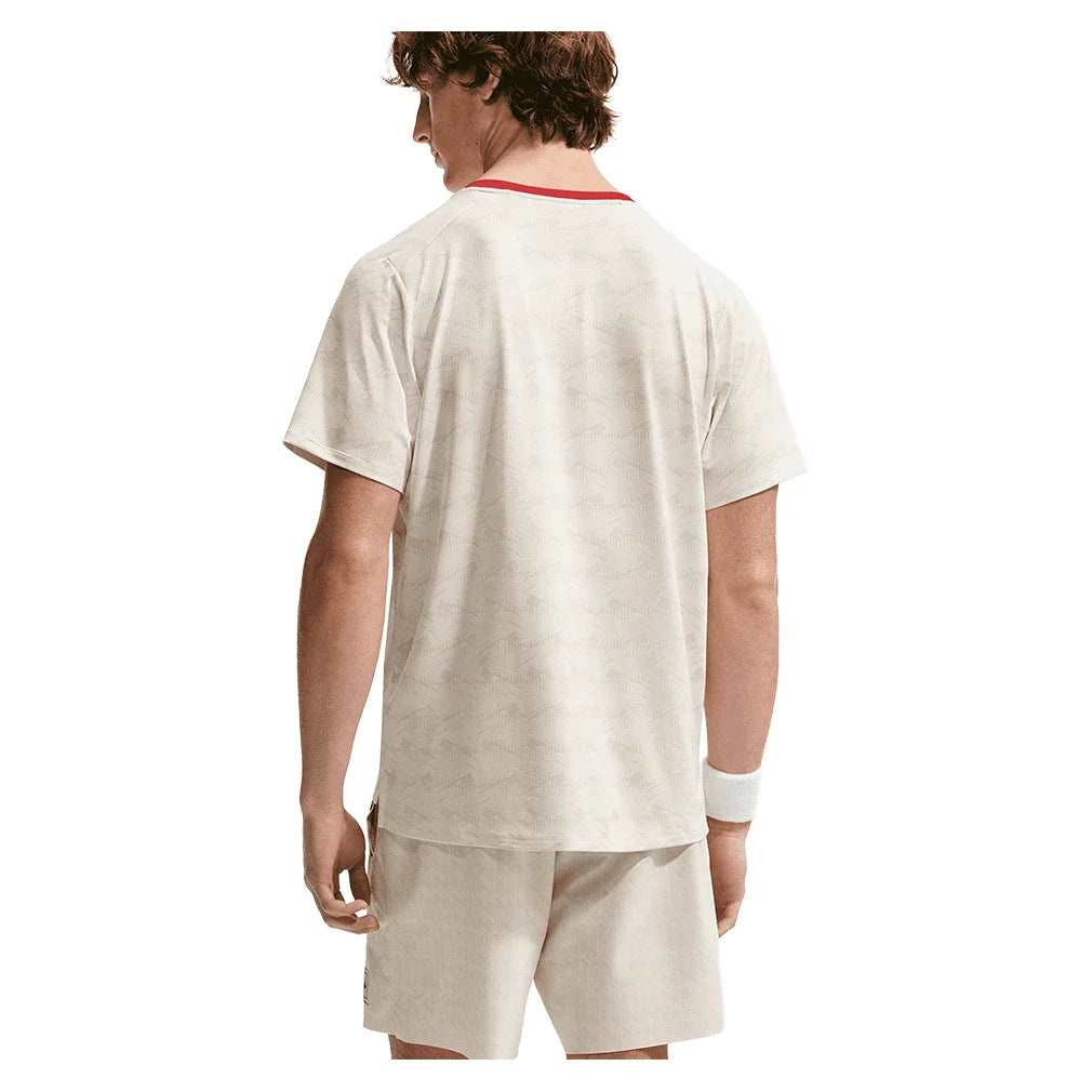 Men's Court Dri-FIT Advantage Print Top Light Bone and Tough Red