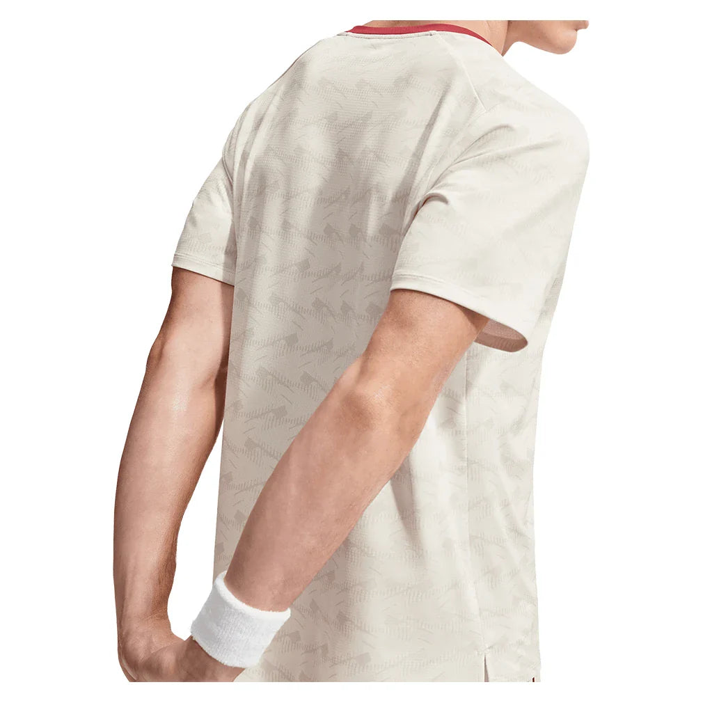 Men's Court Dri-FIT Advantage Print Top Light Bone and Tough Red