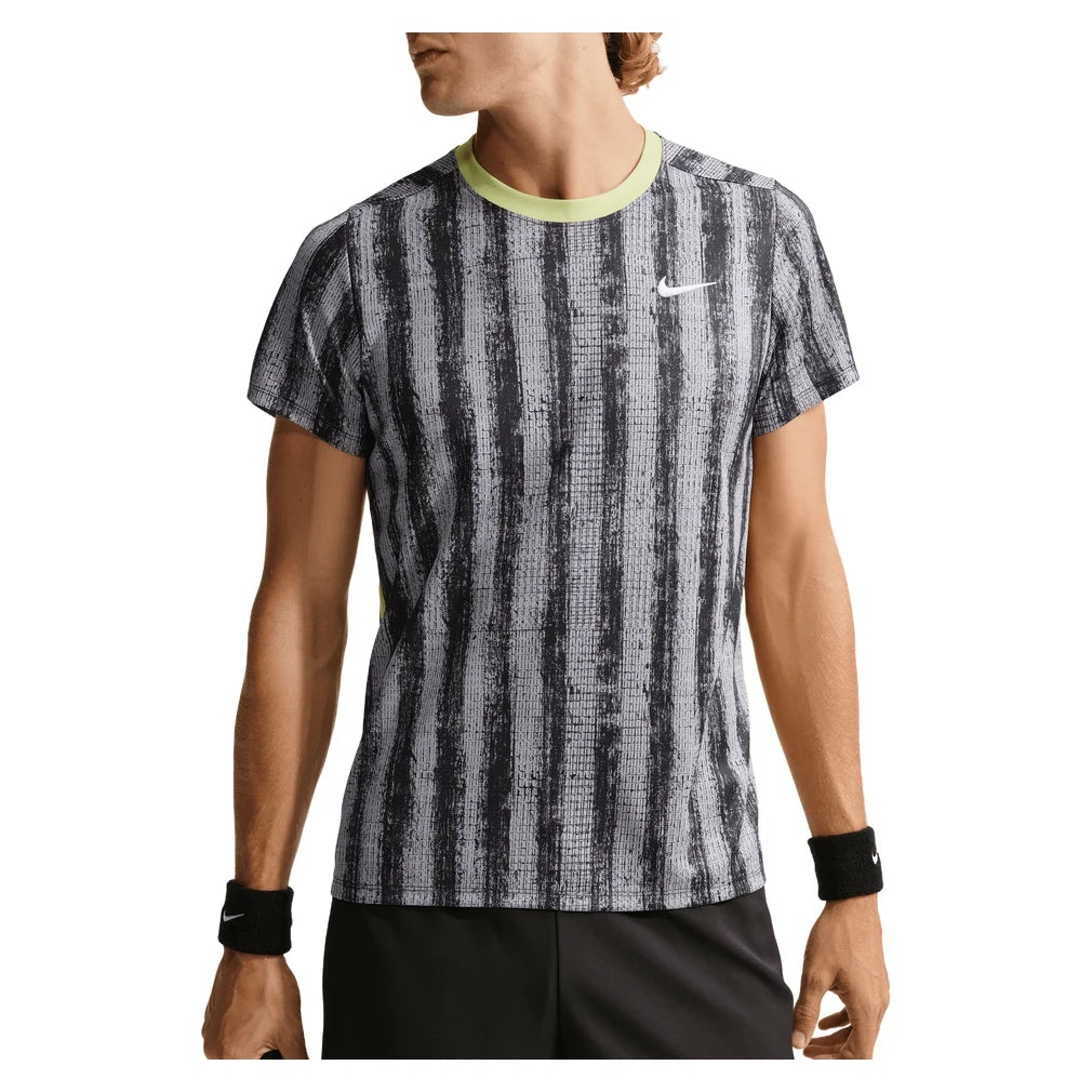 Men's Court Dri-FIT Victory Printed Top, Nike, 254 Medium Ash/Lt Lemon Twist, Pickleball Express, IM6086-H26-254-MEDIUM-ASH-LT-LEMON-TWIST-1