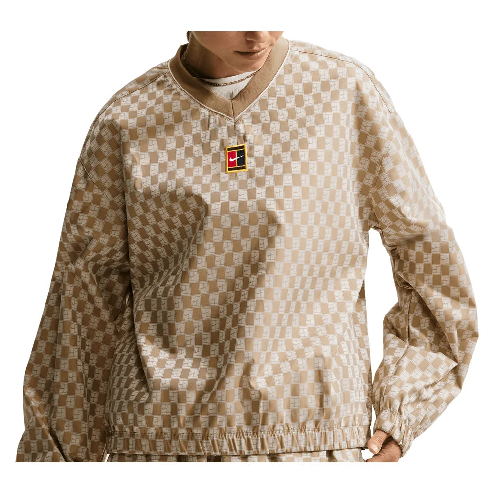 Women's Court Heritage Collection Woven Long-Sleeve Top, Nike, 297 Parachute Beige, Pickleball Express, IM9436-H26-297-PARACHUTE-BEIGE-1